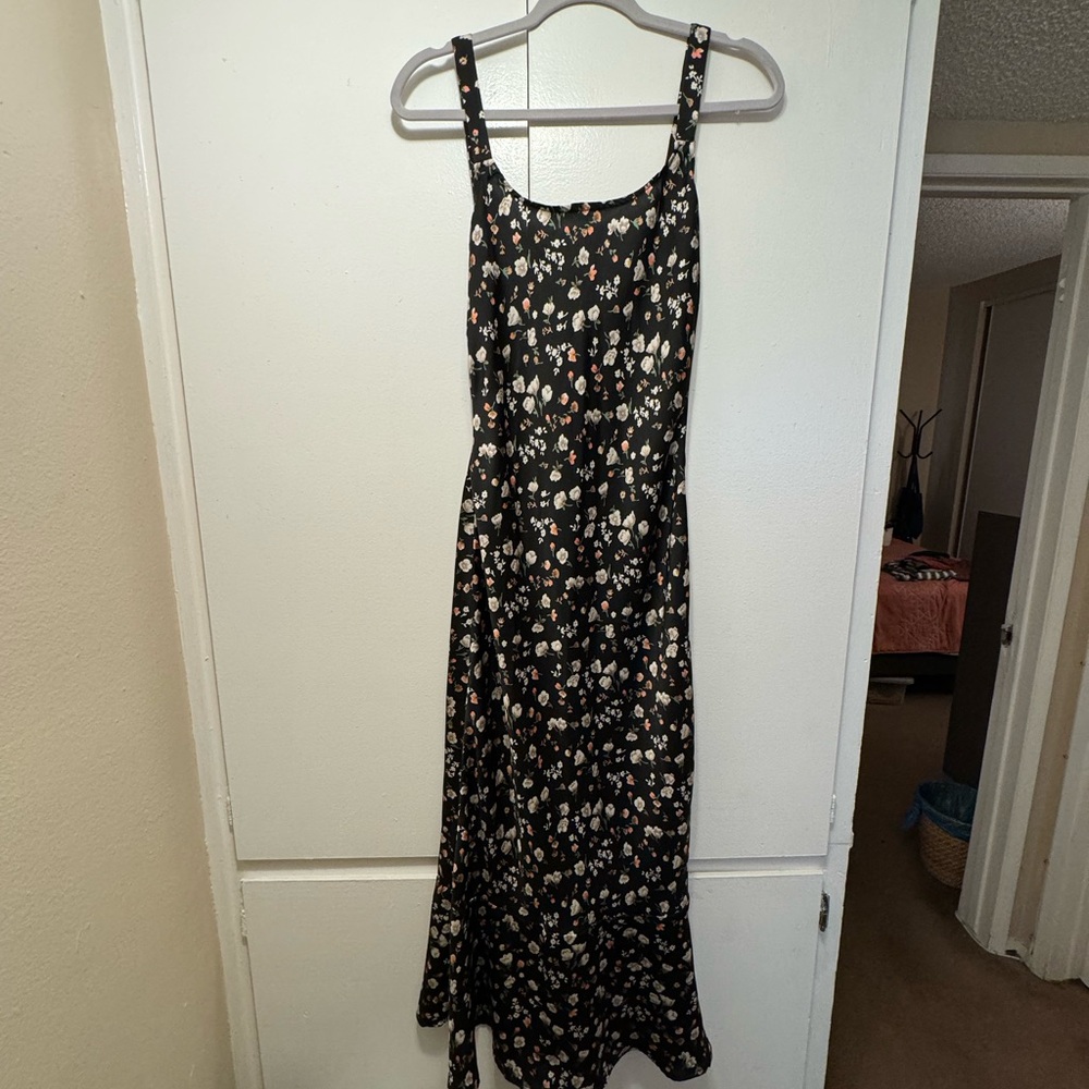 Satin Floral Maxi Dress